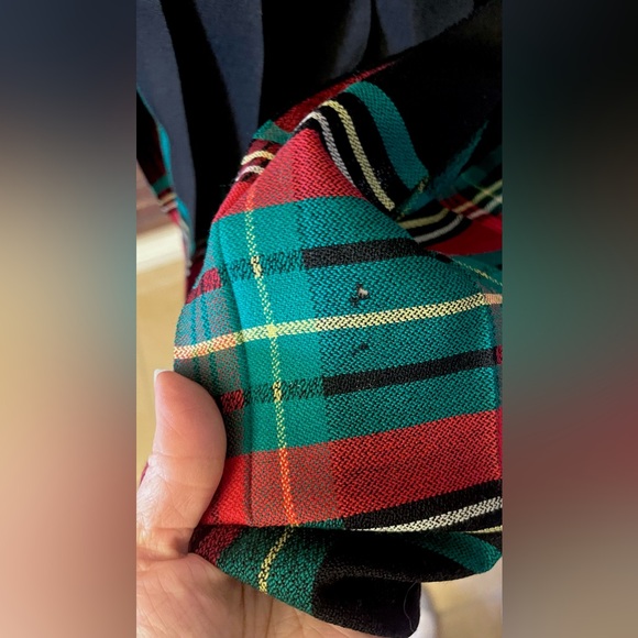 Vintage 1980s 80s Pendleton Wool Black Red Plaid High Waist Long Pleated Skirt 8 - Picture 3 of 8